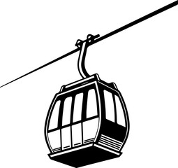 Retro style cable car gondola cabin on a wire black and white vector graphic © Rezowan 