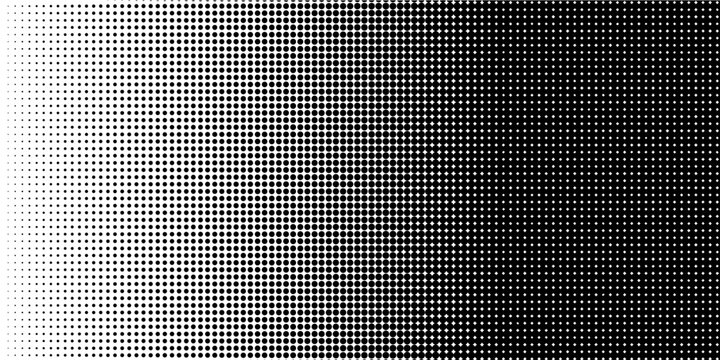Dotted halftone gradient texture. Vanishing polka dot background. Repeating dots gradation pattern background. Black fading comic pop art overlay backdrop. Halftone raster effect wallpaper. Vector