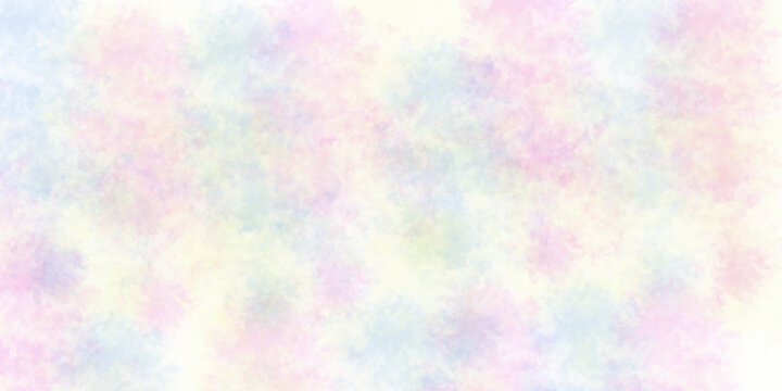 Soft pastel tie-dye pattern blending pinks, blue, and yellows in a dreamy texture. colorful watercolor background.Violet  Pink Yellow Blue multicolor background wallpaper.
