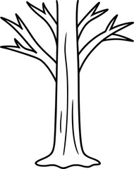 Obraz premium Tree trunk with thin branches line art vector