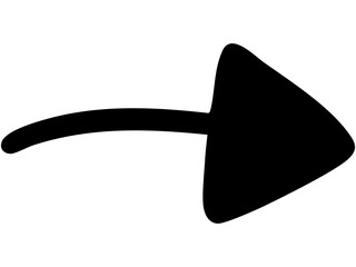 塗りつぶし一本線の手書き矢印のイラスト1（黒）