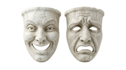 Obraz premium Isolated Theatrical Masks of Comedy and Tragedy tragedy, happy, drama, mask, theatre, isolated, comedy