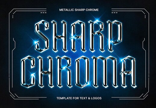 Sharp Metal Chrome Text Effect Mockup
