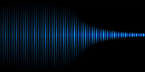 Abstract blue background features vertical lines with a bright light wave effect across the pattern. © Yanto