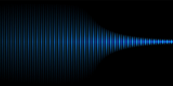 Abstract blue background features vertical lines with a bright light wave effect across the pattern.