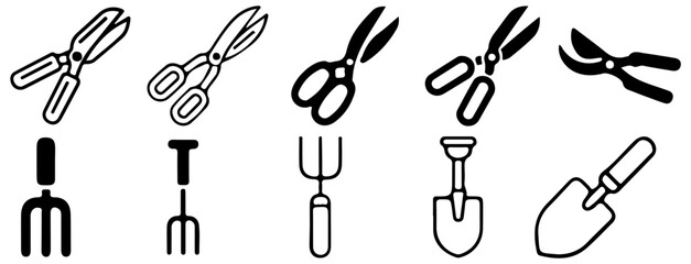 Obraz premium Gardening Tools Icons Set