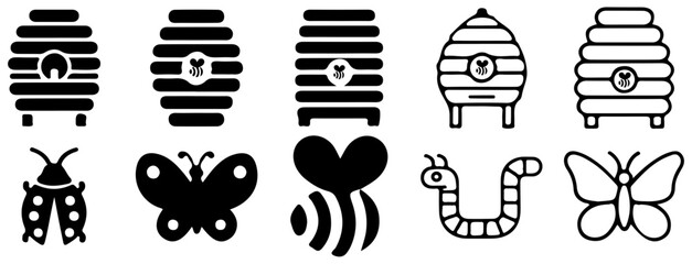 Insect and Hive Icons Set