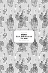 Obraz premium Kalimantan Hudoq Mask Pattern Outline Illustration