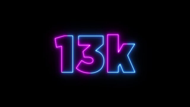 Glowing 59k text font with neon effect icon animation.Achievement in 59K followers Congratulating networking thanks subscribers.