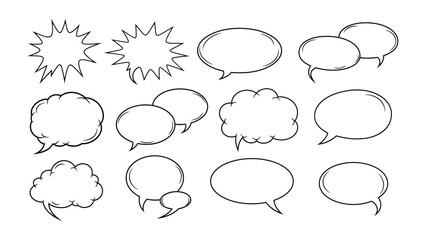 Comic Speech Bubbles Collection: A vibrant compilation of diverse speech bubbles, perfect for injecting energy and personality into your illustrations and designs.