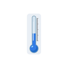 Traditional glass thermometer with blue liquid scale for temperature measurement