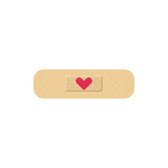 Adhesive bandage with red heart icon for wound care and first aid