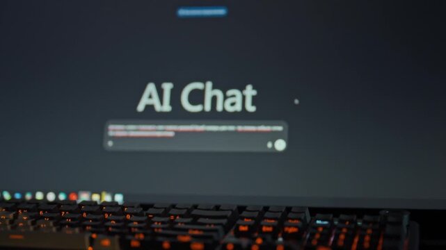A dialog box is open on a computer monitor screen, facilitating communication with an artificial intelligence model, utilizing AI Chat for seeking information and obtaining precise answers