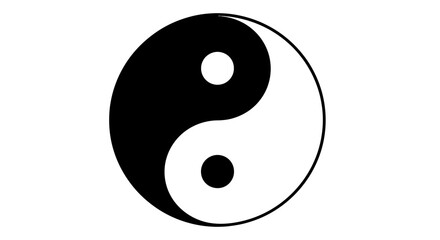 Yin yang symbol on white background representing balance and harmony