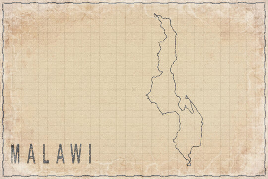 Antique Map of Malawi on Aged Paper