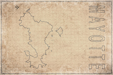 Obraz premium Antique Map of Mayotte on Aged Paper