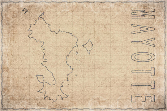 Antique Map of Mayotte on Aged Paper