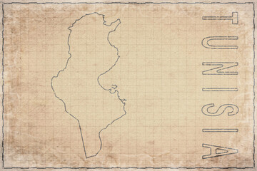 Obraz premium Antique Map of Tunisia on Aged Paper