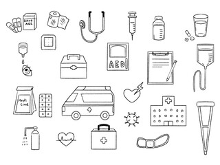 医療系イラストセット線画