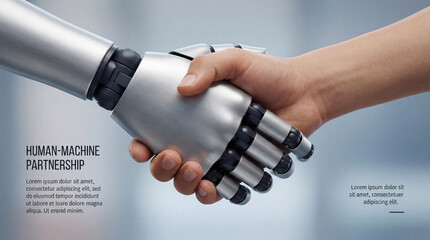 Fototapeta premium Merging human touch with digital precision, symbolizing a new era of collaborative progress and technological trust