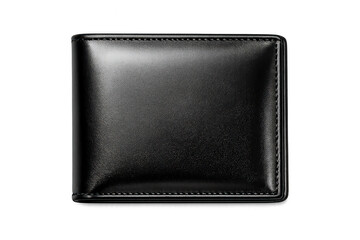 Fototapeta premium Black leather bifold wallet with stitching, a classic accessory for finance, money, and personal belongings on transparent background