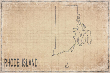 Antique Map of Rhode Island on Aged Paper