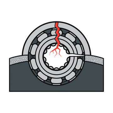 Bearing Cross-Section Icon Showing Crack and Wear for Mechanical Failure Analysis