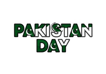 Fototapeta premium Pakistan day text on isolated white background