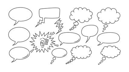Fototapeta premium Thought Bubbles: A variety of blank thought and speech bubbles, ready to capture your every notion. A creative visual that provides endless possibilities for communication.
