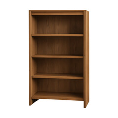 PNG Wooden bookshelf with shelves.