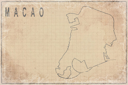 Antique Map of Macao on Aged Paper