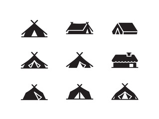 Outdoor camping tent silhouette with adventurous nature vibe © Saad