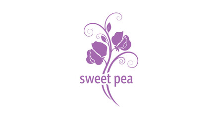 Elegant Sweet Pea Floral Design with Swirls.