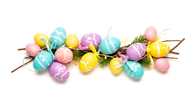 easter eggs on white background