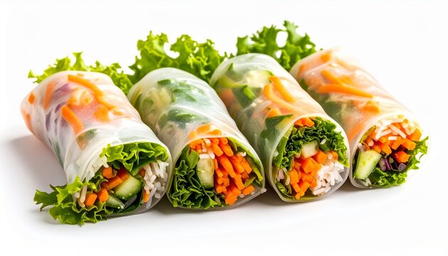 delicious popiah rolls on white background healthy asian snack