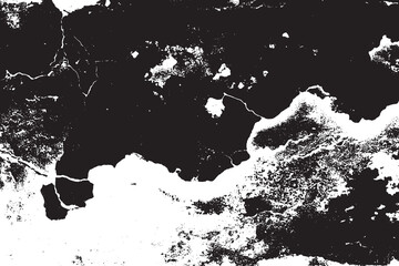 Heavy grunge wall texture, peeling paint effect represented in black and white vector background.