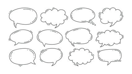 Fototapeta premium Communicative Bubbles: A collection of various speech bubbles. Ideal for conveying dialogue, thoughts, and ideas in a clear and engaging manner. 