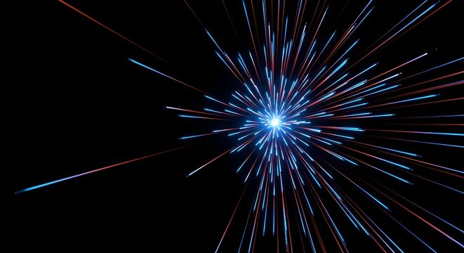 abstract light burst background, blue and red rays