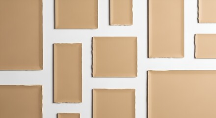 Fototapeta premium beige paper shapes on white background, abstract design