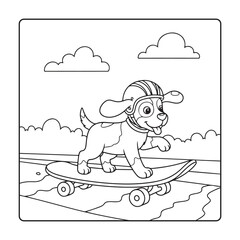 Naklejka premium Easy Cute Dog Coloring Page
