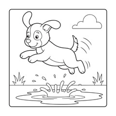 Fototapeta premium Easy Cute Dog Coloring Page