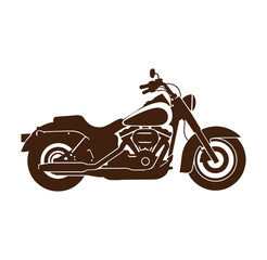 Obraz premium Brown motorcycle silhouette isolated on white background side view