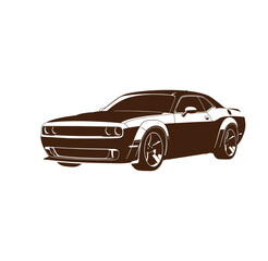Obraz premium Brown muscle car with two doors and a modern design isolated on white background