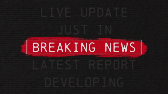 breaking news scrolling text sequence with documentary style title animation for news topic and trend