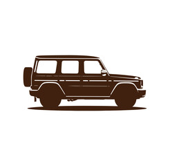 Fototapeta premium Brown SUV car silhouette side view on white background