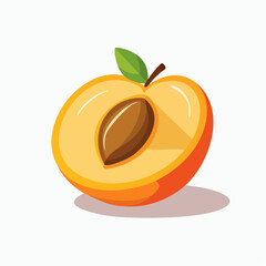 Juicy Peach Illustration: A vibrant illustration showcasing a sliced peach, revealing its luscious flesh and central pit, accompanied by a fresh green leaf, inviting a taste of summer.