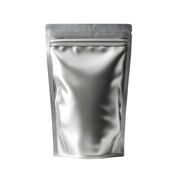 Shiny foil standup pouch isolated on transparent background