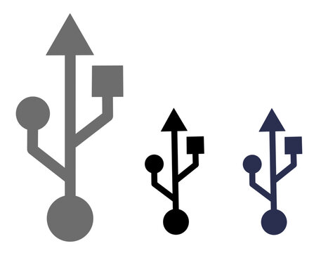 USB symbol icons in different sizes. USB icon vector illustration