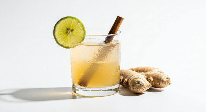 Minimalist Glass of Chinchivir Ginger Lime Cinnamon Drink