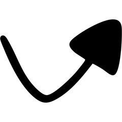 塗りつぶし一本線の手書き矢印のイラスト14（黒）